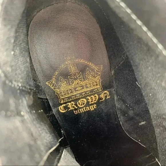 Crown Vintage ankle booties sz 6.5 black leather - Picture 10 of 12
